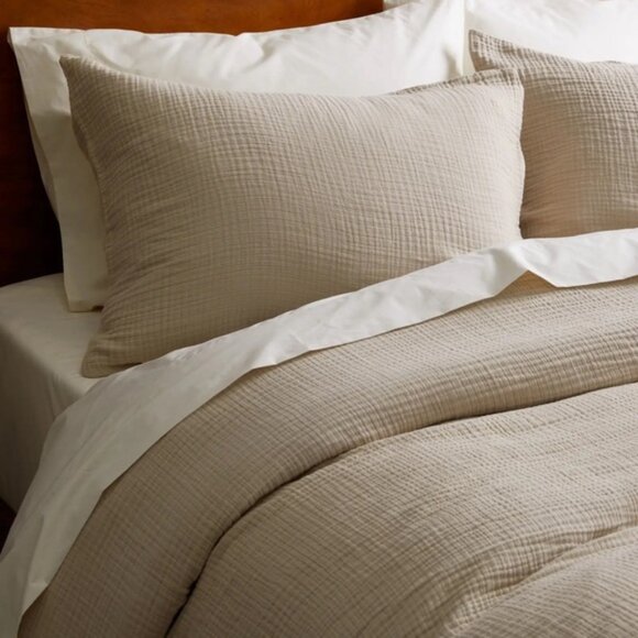 NWT Quince Organic Airy Gauze King Sham Set of 2 in Dune - Picture 2 of 4